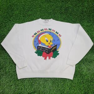 Vintage 1996 Tweety Sweatshirt Women XL 23x23 Boxy Christmas